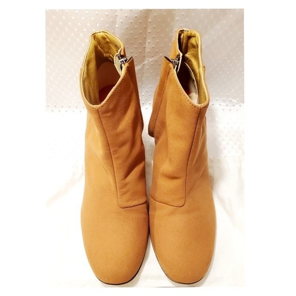 Heeled Ankle Boots zipperd Elegant Tan Suede Leather Style READ - Picture 2 of 15